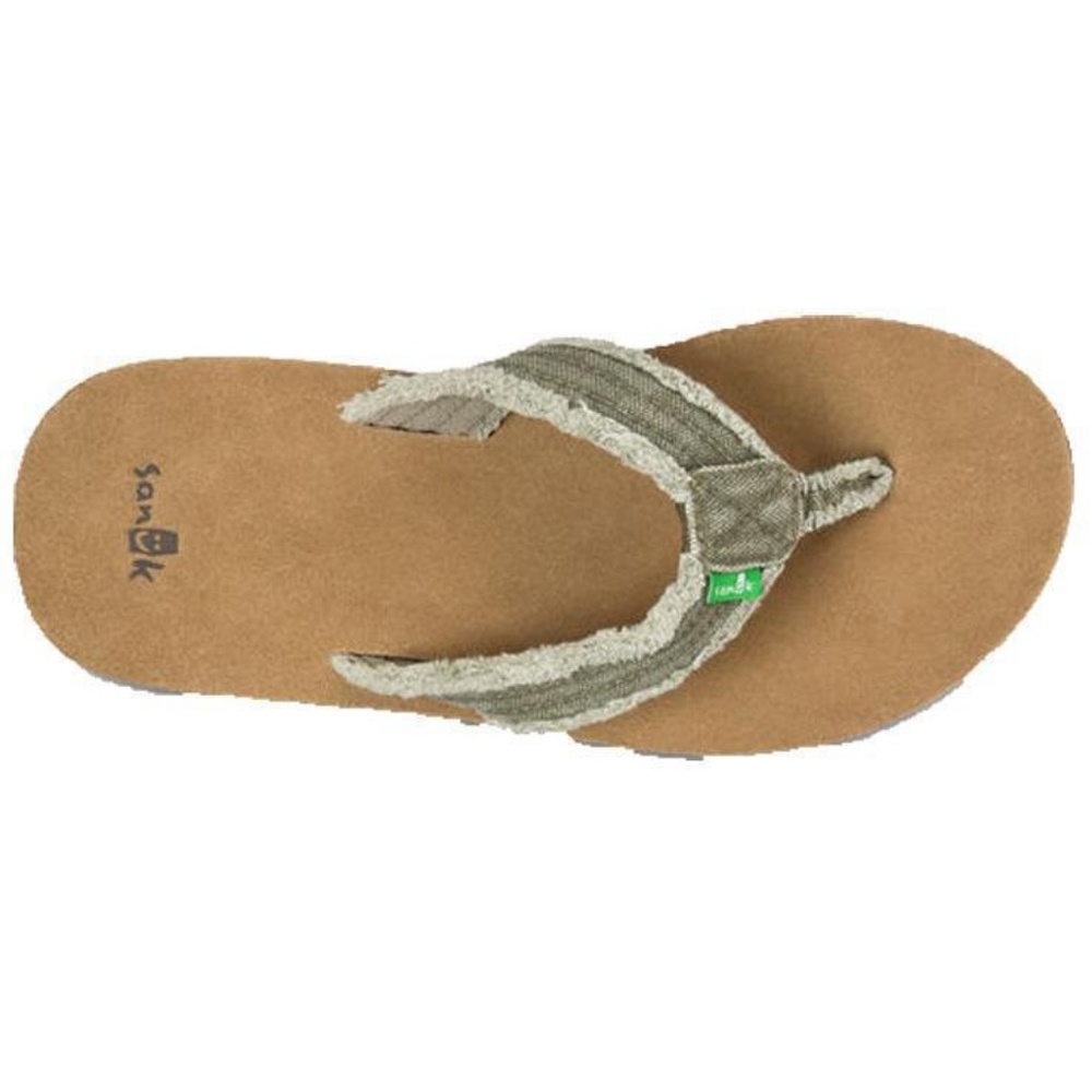 Sanuk Fraid Not Olive Thong Flip Flop New Size 7